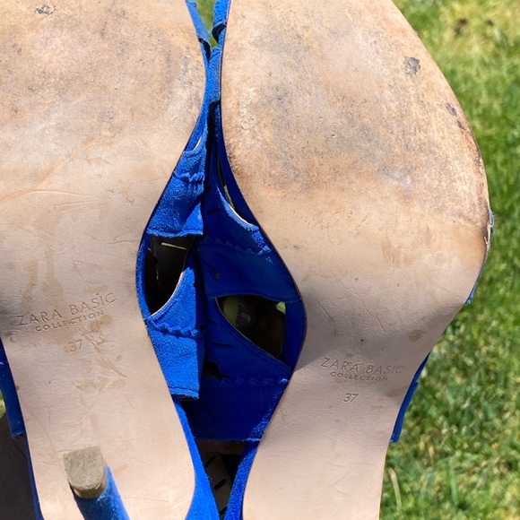Blue Suede Zara Peep Toe Heels 💙 - Picture 3 of 3